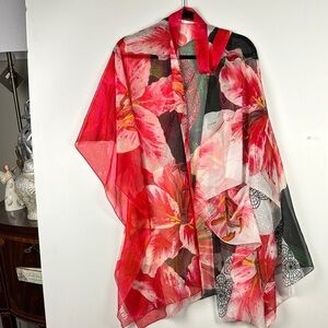 PARAH SWIM COVER UP TROPICAL SZ S NWOT COLORFUL WITH BELT FREE FLOWING WITH ARMS
